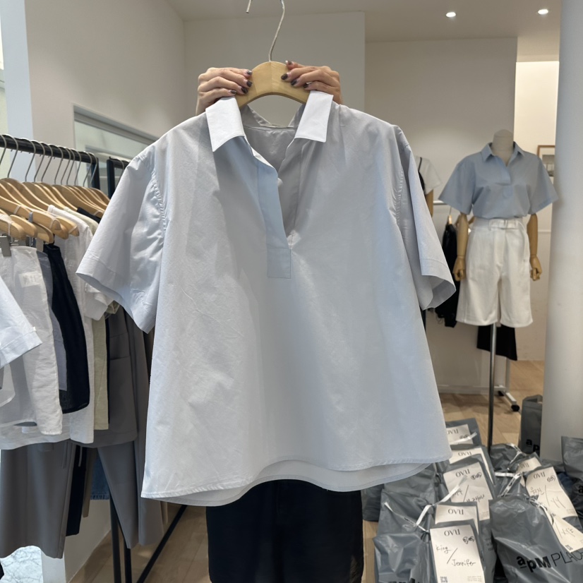 OVU韓國直郵㊣女裝新品時尚推薦25春夏休閑人氣熱賣職業T恤OVUT恤圖色3