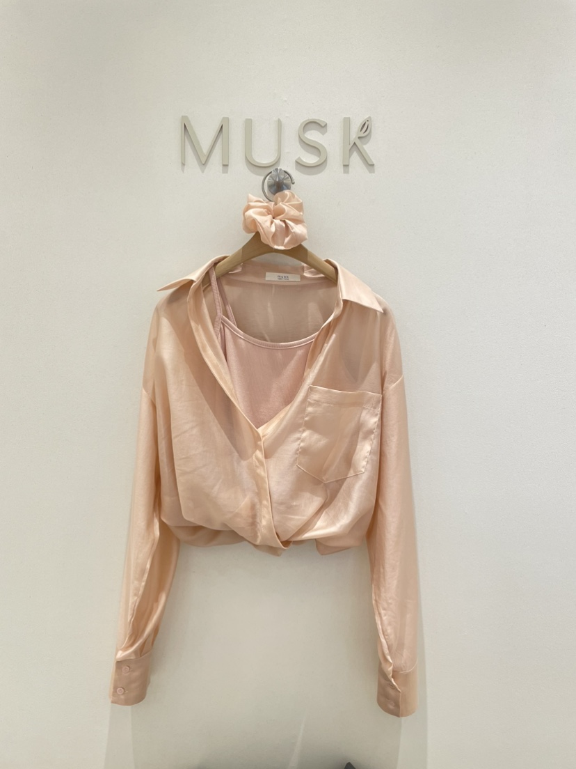 MUSK韓國直郵㊣東大門實拍女裝新品時尚襯衫蕾絲衫套裝透明MUSK襯衫/蕾絲衫