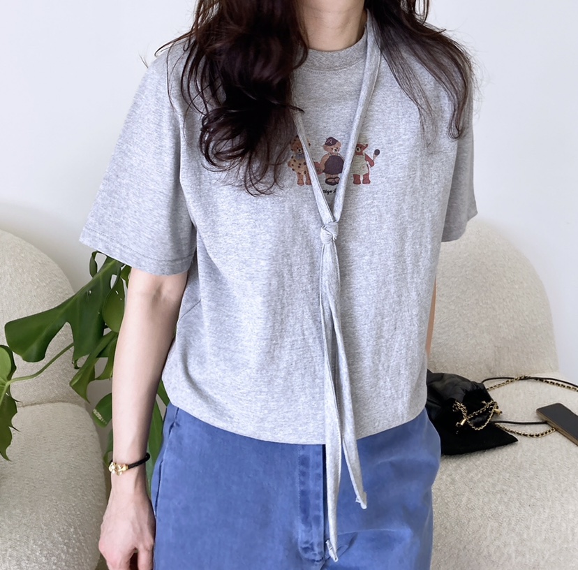 HANNA-A韓國直郵㊣女裝新品推薦職業休閑25春夏人氣時尚T恤HANNAT恤圖色2