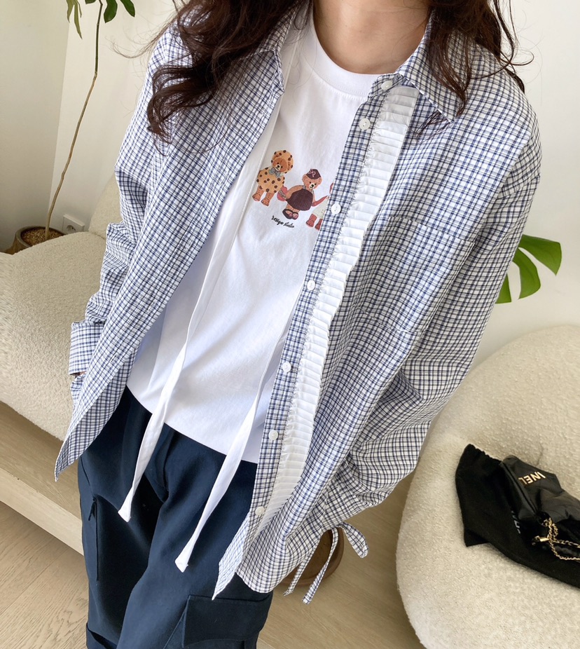 HANNA-A韓國㊣直郵東大門代購女裝新款時尚推薦襯衫蕾絲衫HANNA襯衫/蕾絲衫