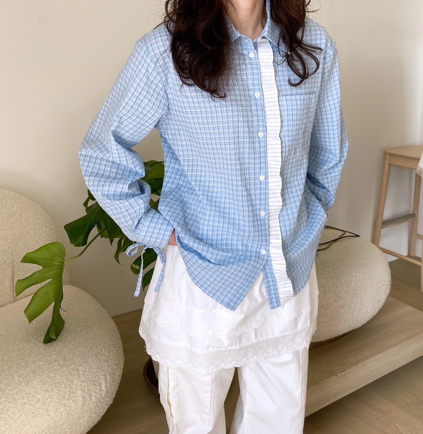 HANNA-A韓國㊣直郵東大門代購女裝新款時尚推薦襯衫蕾絲衫HANNA襯衫/蕾絲衫
