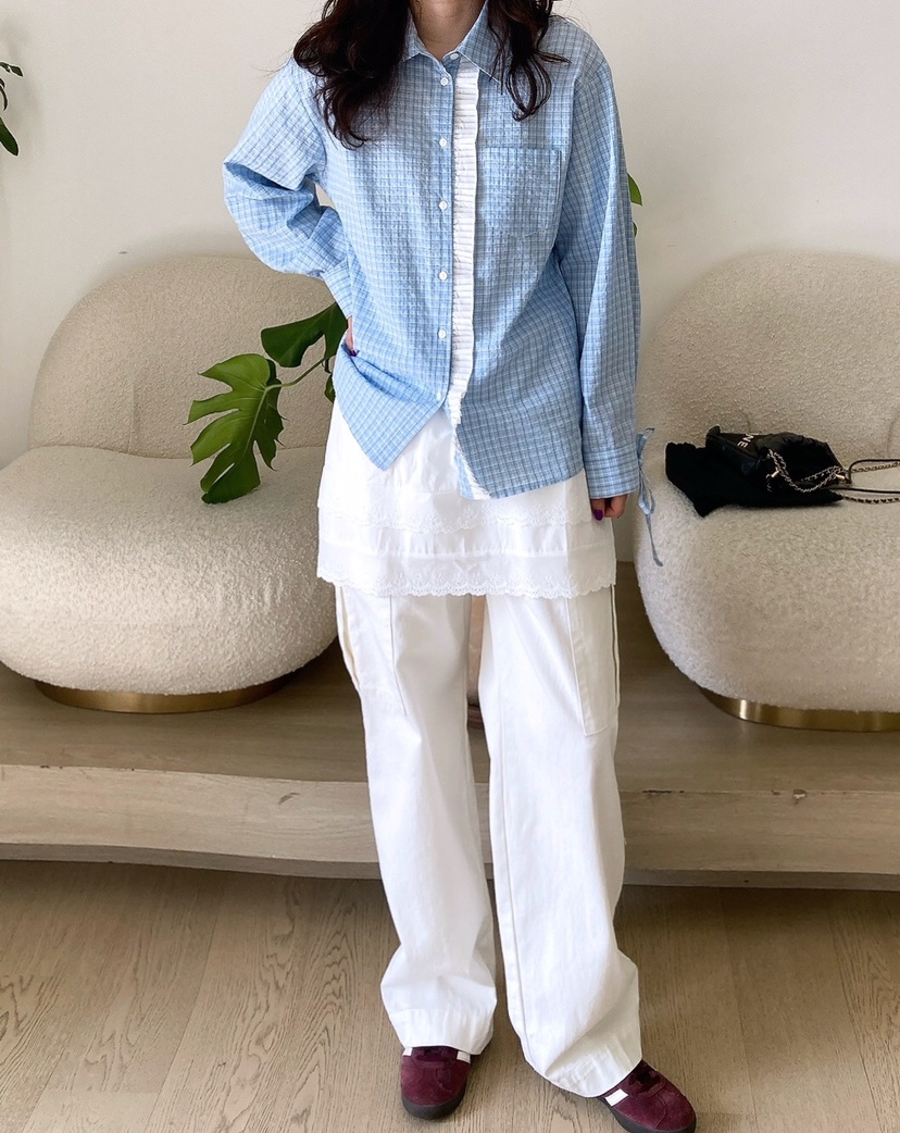 HANNA-A韓國㊣直郵東大門代購女裝新款時尚推薦襯衫蕾絲衫HANNA襯衫/蕾絲衫
