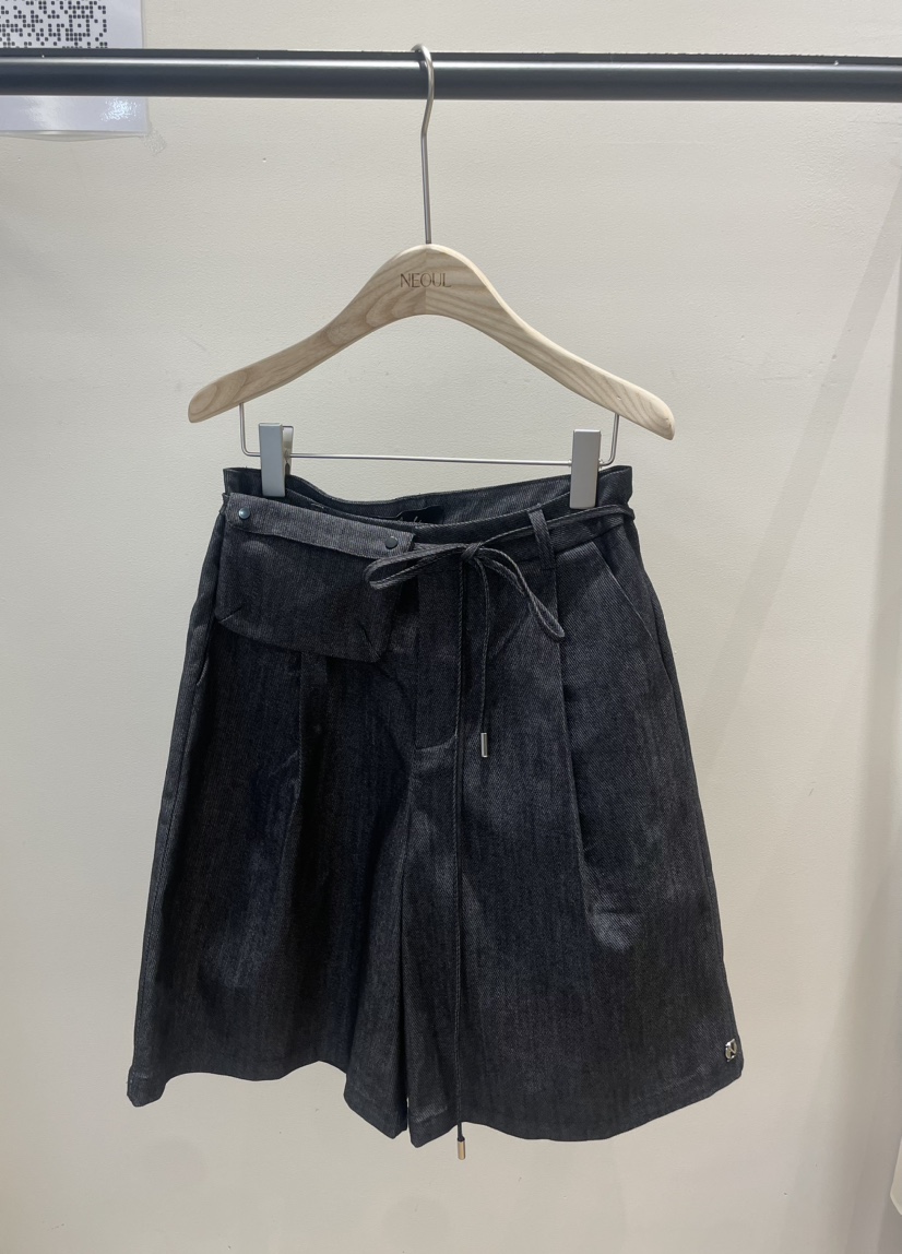 NEOUL韓國㊣直郵東大門代購女裝新品推薦25春夏短褲含腰繩口袋NEOUL/ahin雙領標簽短褲圖色2