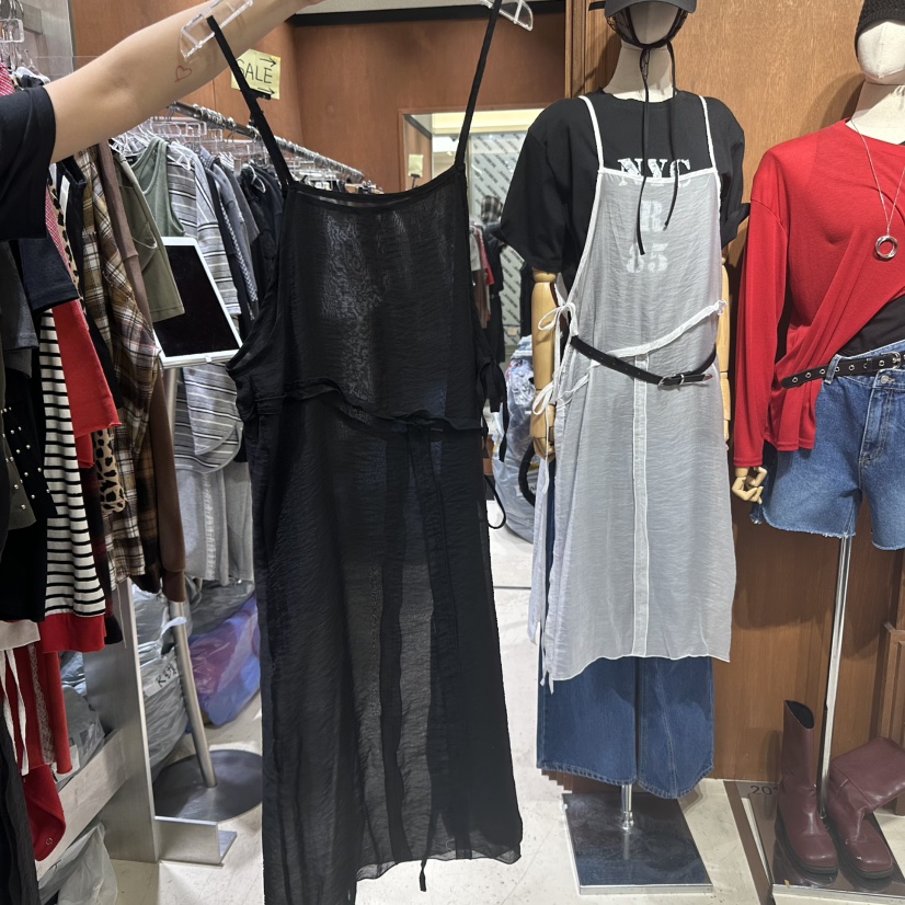 AMOUR韓國直郵㊣女裝新款25春夏人氣休閑連衣裙不含腰帶蝴蝶結AMOUR連衣裙