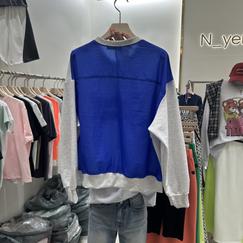 N YEN直郵韓國代購㊣女裝新品25春夏時尚長袖T恤連帽衫透明N YEN長袖T恤