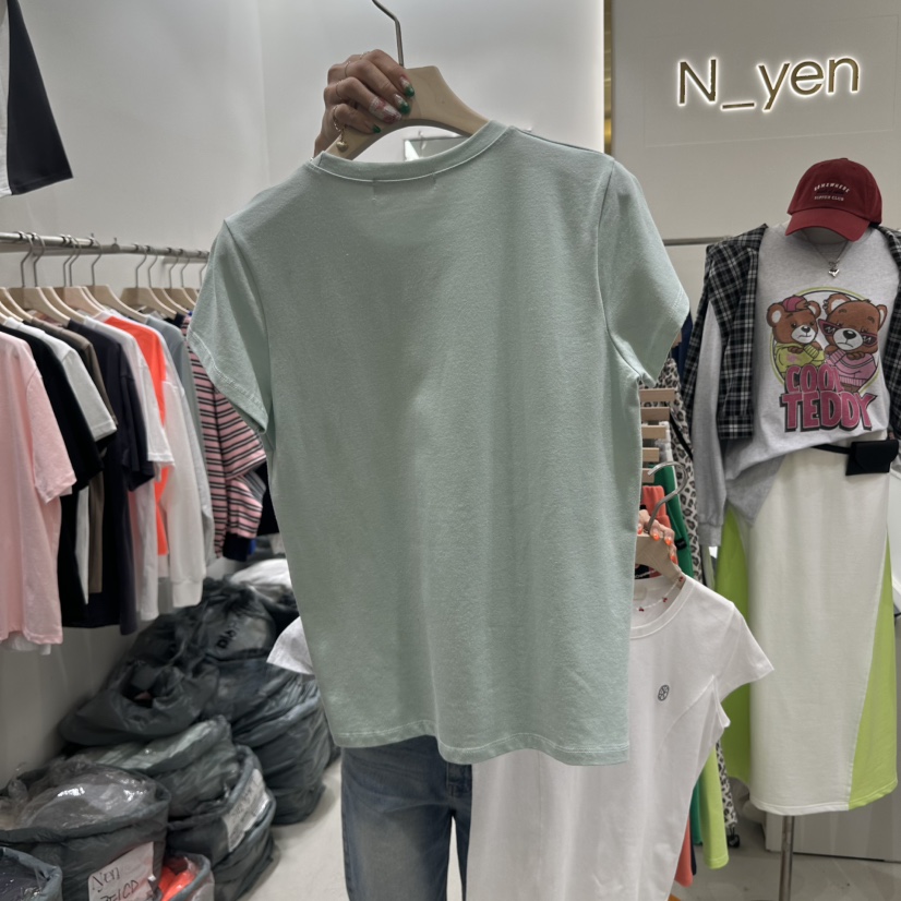 N YEN韓國直郵㊣女裝新品推薦人氣休閑時尚職業熱賣T恤刺繡N YENT恤