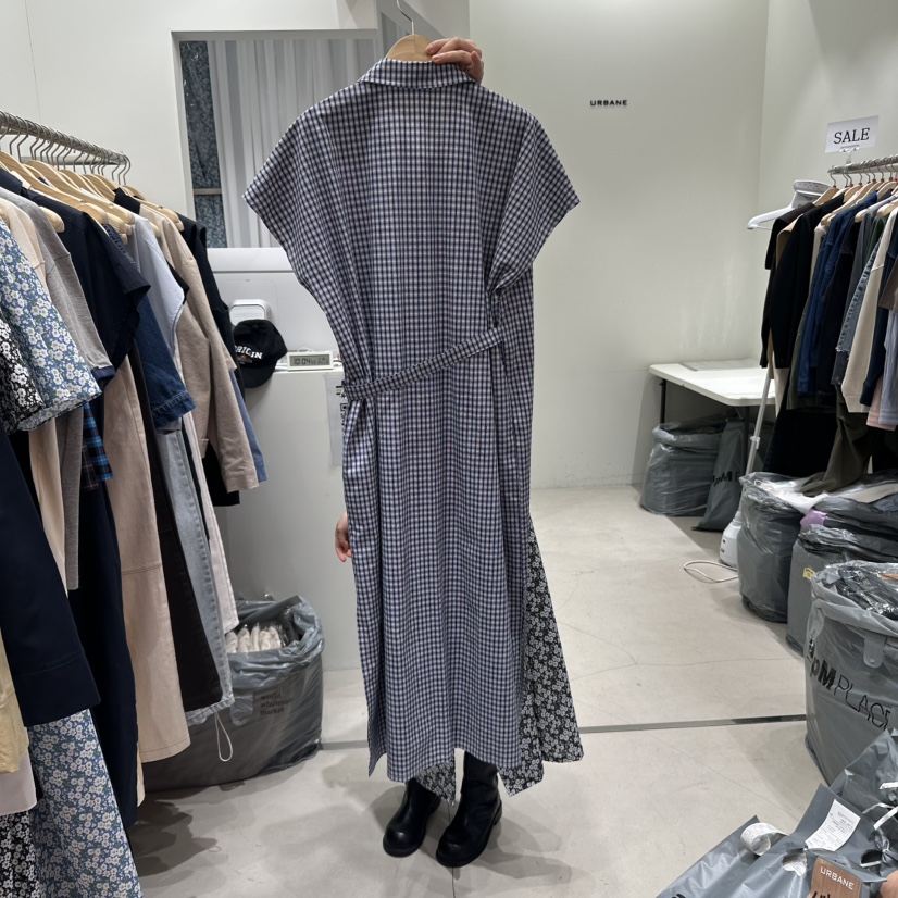 URBANE-P韓國直郵㊣女裝新品熱賣職業休閑25春夏連衣裙格紋長款URBANE-P連衣裙