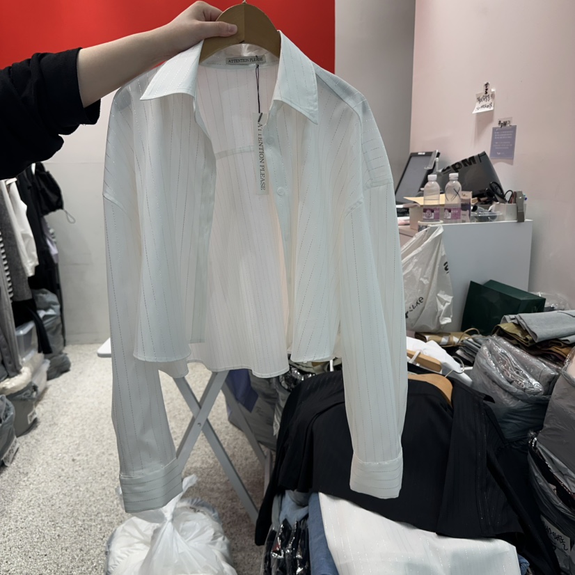 ATPZ韓國㊣直郵東大門代購女裝新款25春夏時尚襯衫蕾絲衫短款ATTENTION PLEAES襯衫/蕾絲衫