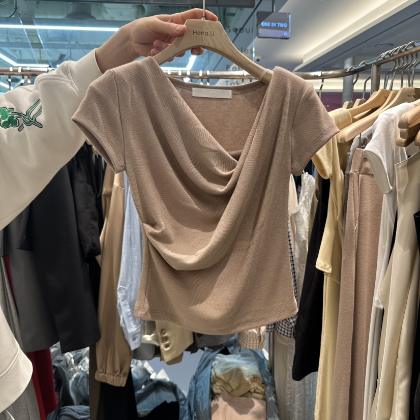 HONG.U直郵韓國代購㊣女裝新品25春夏時尚休閑職業人氣T恤HONG.UT恤圖色2