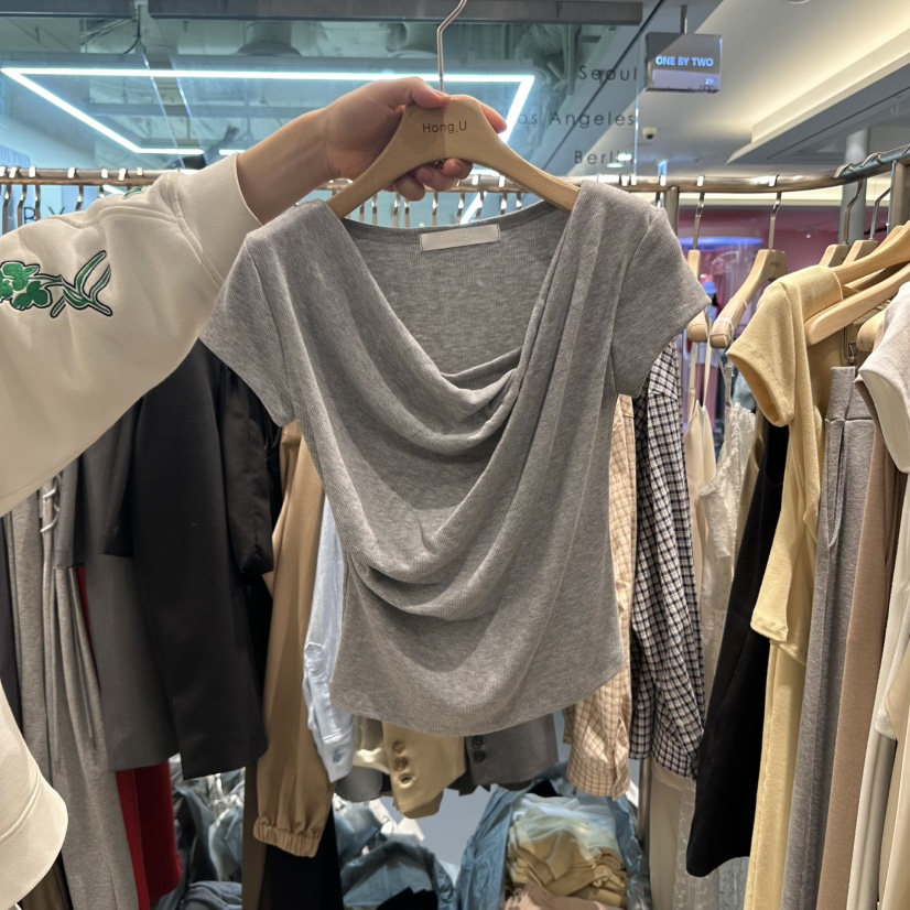 HONG.U直郵韓國代購㊣女裝新品25春夏時尚休閑職業人氣T恤HONG.UT恤圖色3