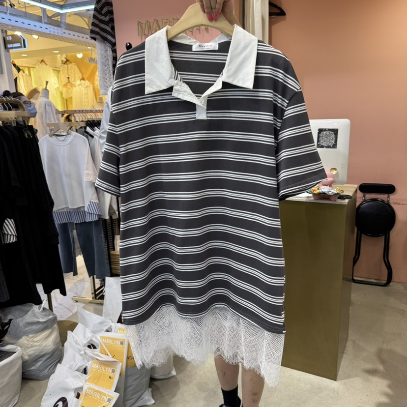 MARILYN直郵韓國代購㊣女裝新款25春夏推薦時尚休閑職業T恤MARILYNT恤圖色2