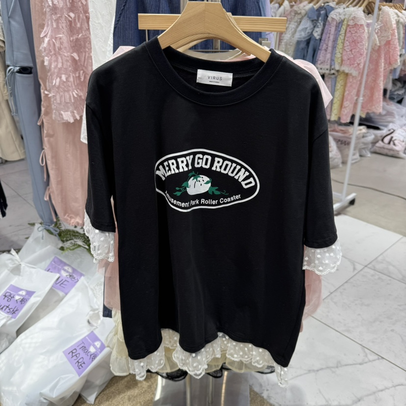 VIRUS韓國㊣直郵東大門代購女裝新款時尚25春夏熱賣休閑T恤VIRUST恤圖色2