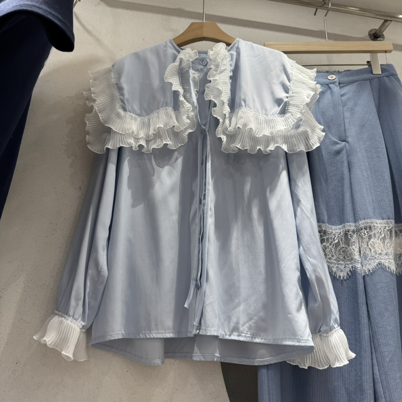 VIRUS韓國㊣直郵東大門代購女裝新品25春夏熱賣休閑襯衫蕾絲衫VIRUS襯衫/蕾絲衫圖色2
