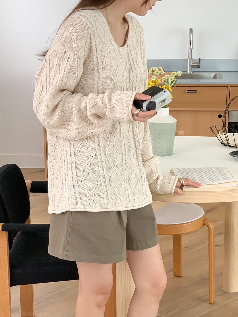 THE ABLE韓國直郵㊣東大門實拍女裝新品休閑針織衫漁夫帽棉質THE ABLE/TA針織衫