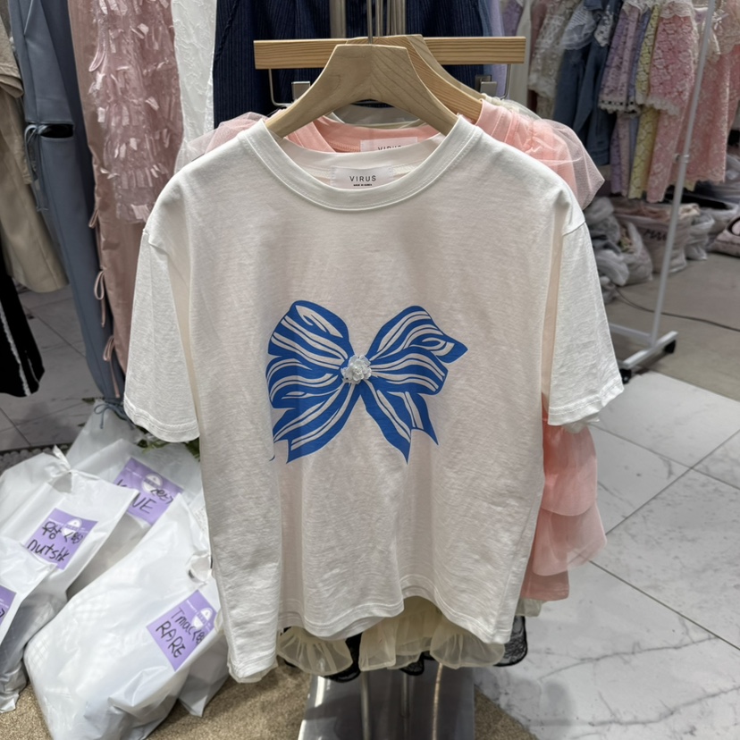 VIRUS韓國直郵㊣女裝新款熱賣25春夏人氣時尚休閑職業推薦T恤VIRUST恤圖色2