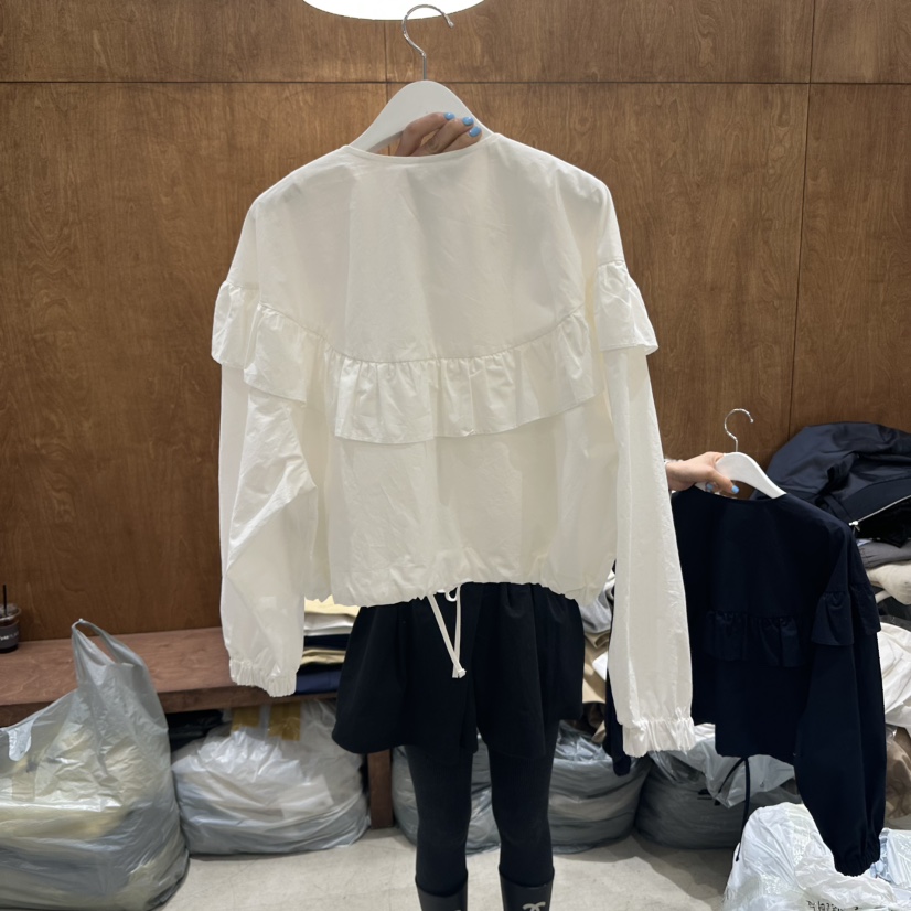 AFTERNOON-P韓國㊣直郵東大門代購女裝新品人氣夾克荷葉邊AFTERNOON夾克