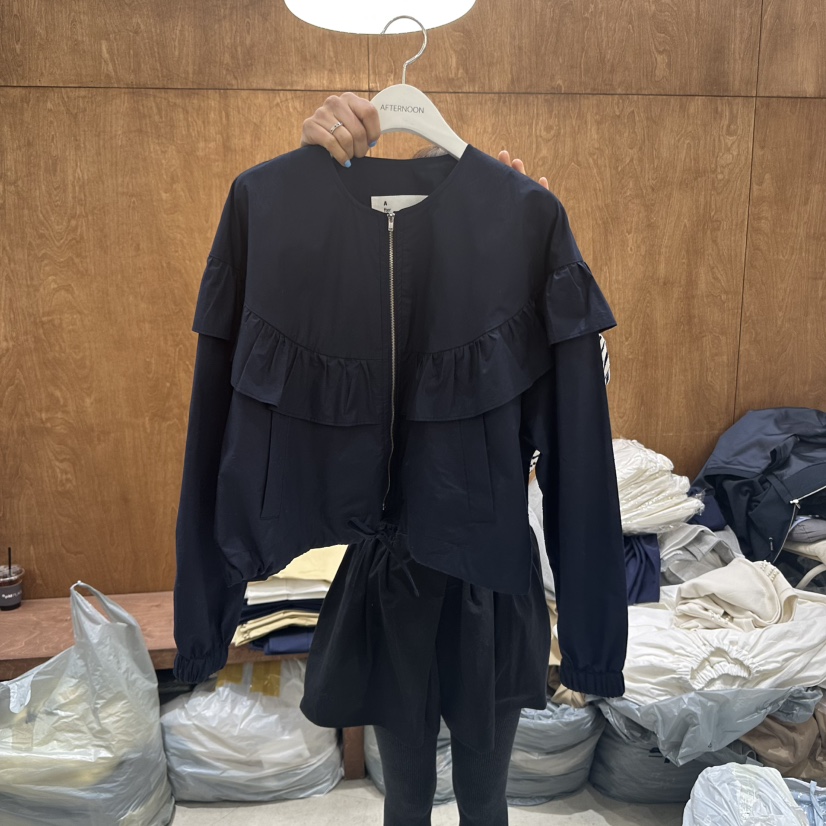 AFTERNOON-P韓國㊣直郵東大門代購女裝新品人氣夾克荷葉邊AFTERNOON夾克圖色2