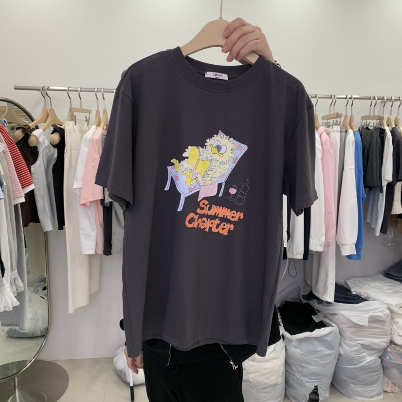 LELEN韓國直郵㊣女裝新品人氣熱賣25春夏職業休閑時尚推薦T恤LELENT恤圖色2