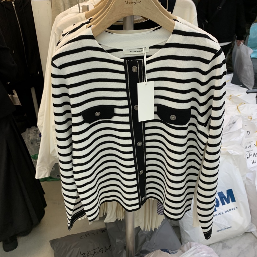 AFTERGLOW韓國直郵㊣東大門實拍女裝新品25春夏職業針織衫開衫AFTERGLOW針織衫圖色2