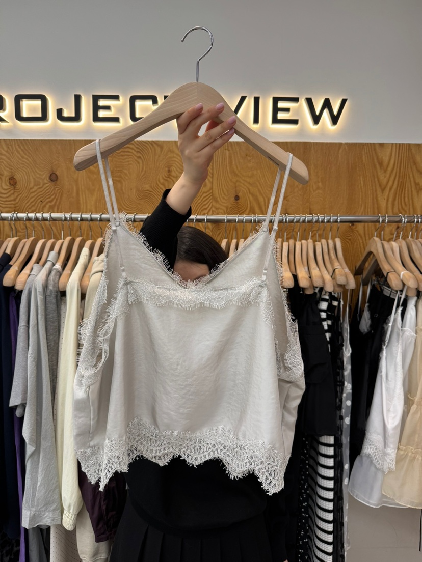 PROJECTVIEW韓國㊣直郵東大門代購女裝新品推薦吊帶背心蕾絲緊身PROJECTVIEW吊帶/背心