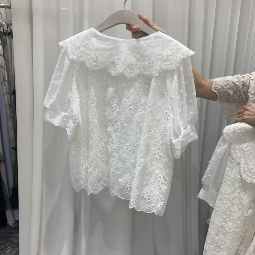 YARD直郵韓國代購㊣女裝新品25春夏時尚襯衫蕾絲衫刺繡開衫YARD襯衫/蕾絲衫