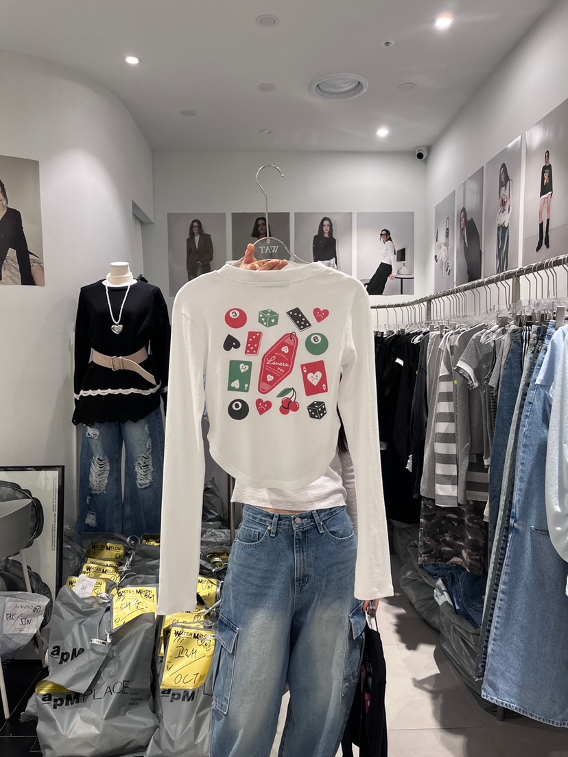 WATERMELON韓國㊣直郵東大門代購女裝新品休閑人氣時尚長袖T恤WATERMELON長袖T恤