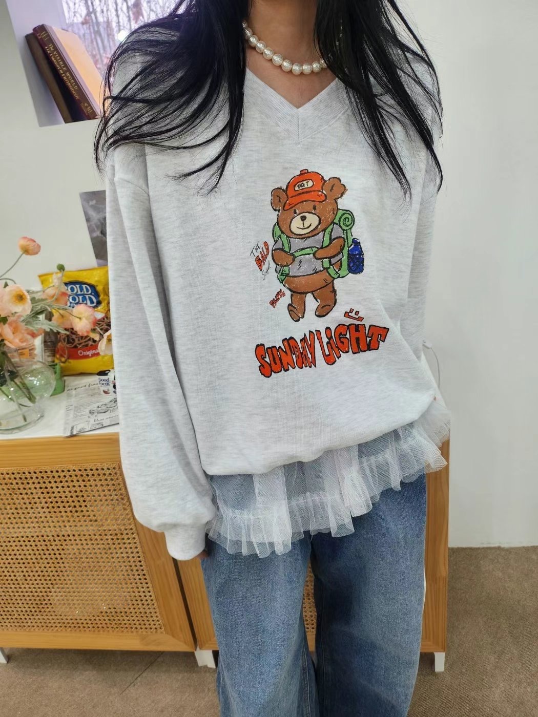 LAYERING直郵韓國代購㊣女裝新品人氣推薦25春夏時尚休閑衛衣LAYERING衛衣
