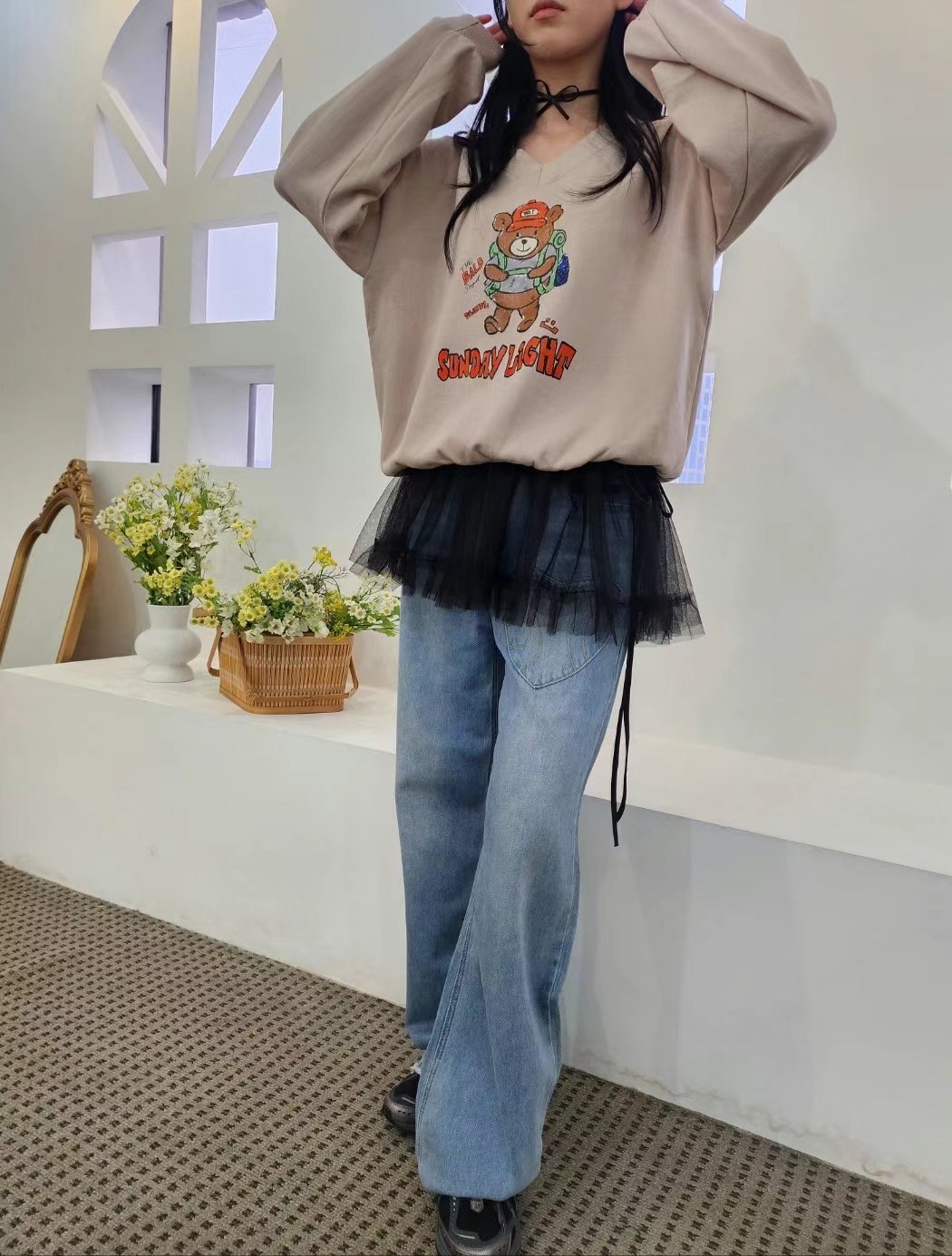 LAYERING直郵韓國代購㊣女裝新品人氣推薦25春夏時尚休閑衛衣LAYERING衛衣圖色2