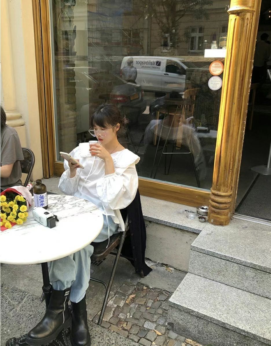 DRESS U韓國㊣直郵東大門代購女裝新款推薦25春夏襯衫蕾絲衫DRESS U襯衫/蕾絲衫