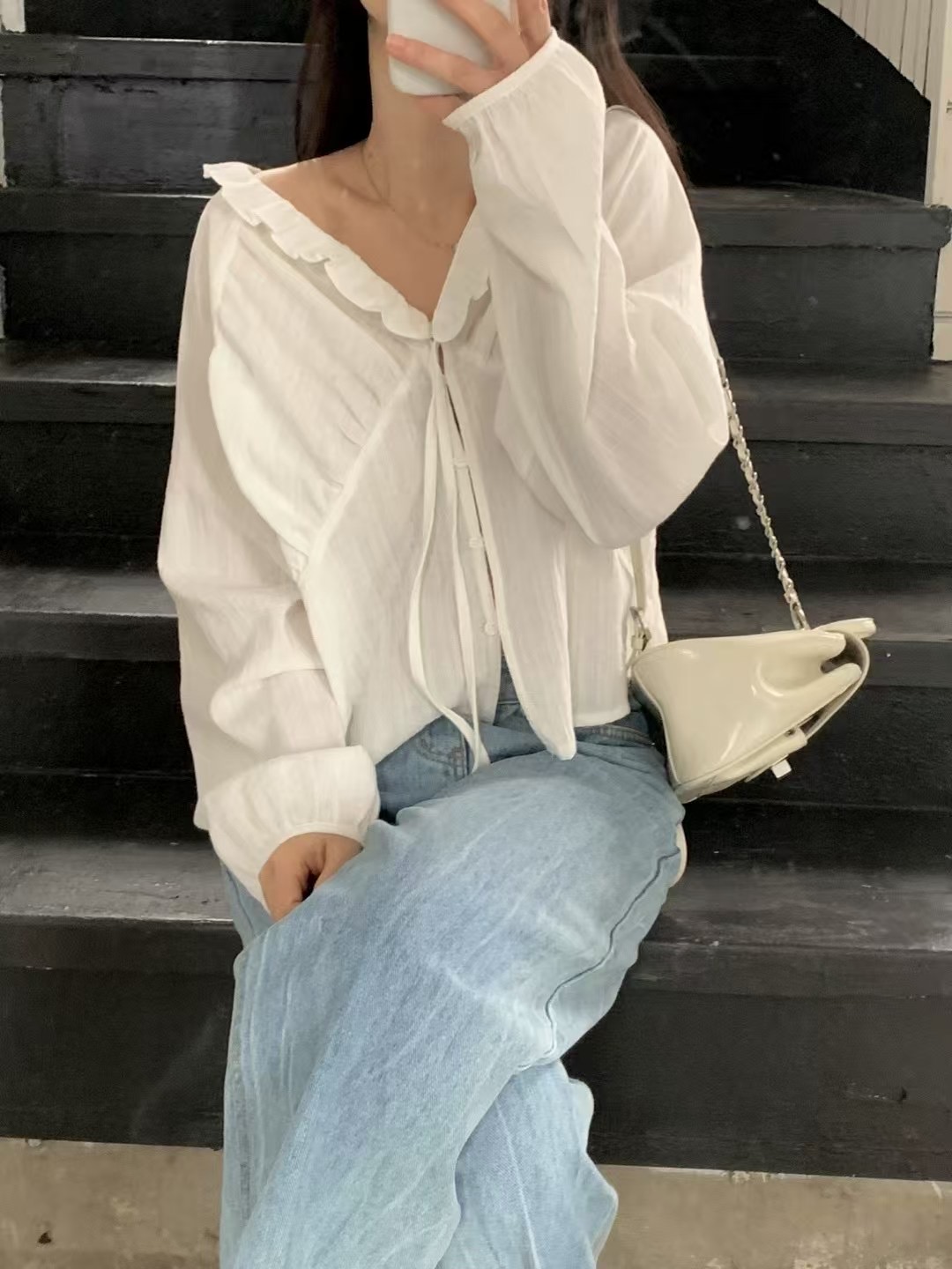 MINIT韓國直郵㊣女裝新款推薦人氣時尚職業休閑熱賣襯衫蕾絲衫MINIT襯衫/蕾絲衫