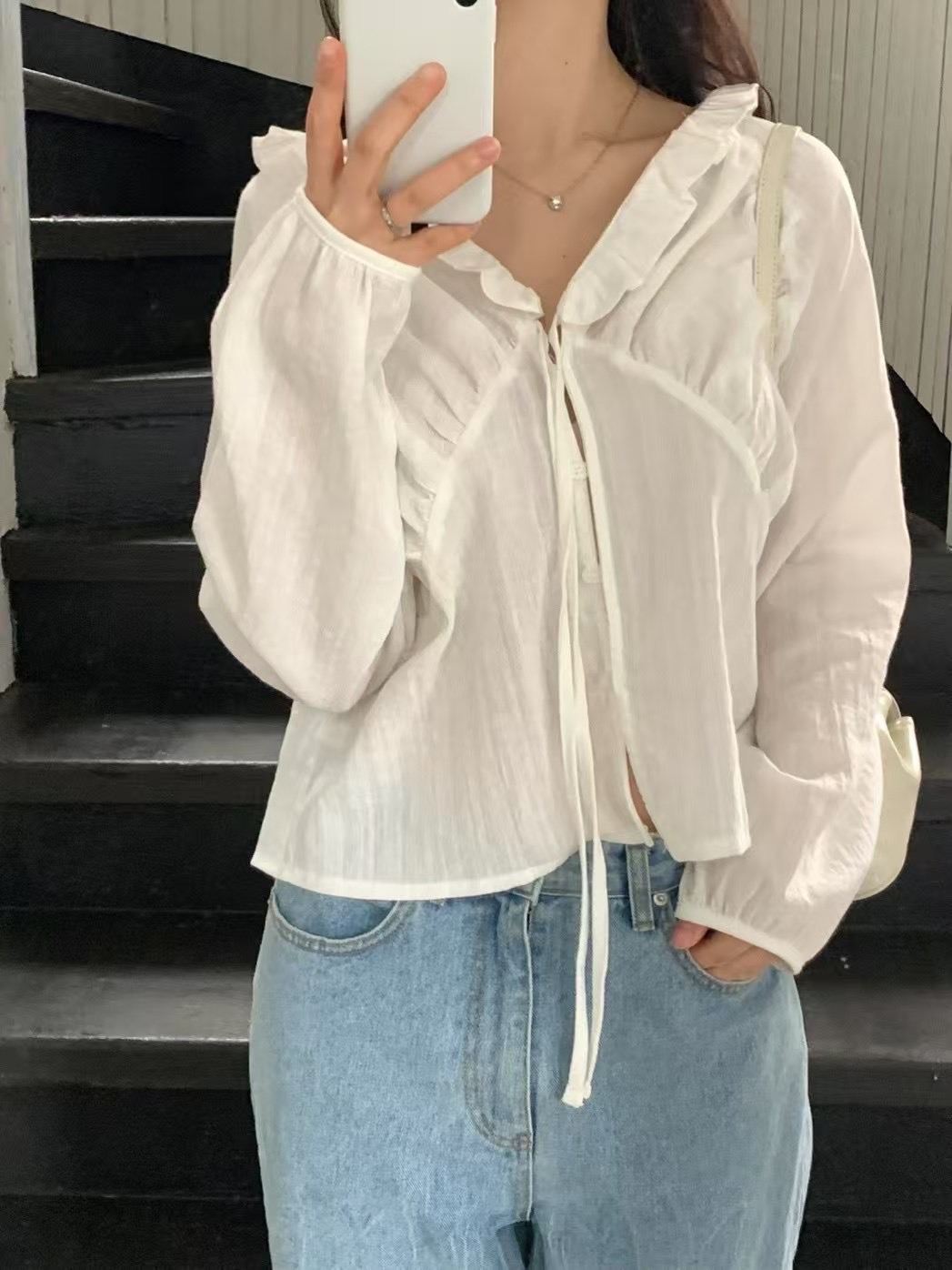 MINIT韓國直郵㊣女裝新款推薦人氣時尚職業休閑熱賣襯衫蕾絲衫MINIT襯衫/蕾絲衫