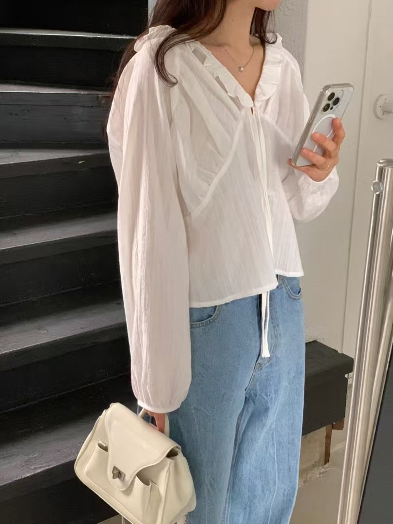 MINIT韓國直郵㊣女裝新款推薦人氣時尚職業休閑熱賣襯衫蕾絲衫MINIT襯衫/蕾絲衫