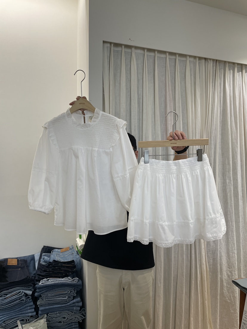 MOVENNE韓國㊣直郵東大門代購女裝新品休閑推薦25春夏襯衫蕾絲衫MOVENNE襯衫/蕾絲衫