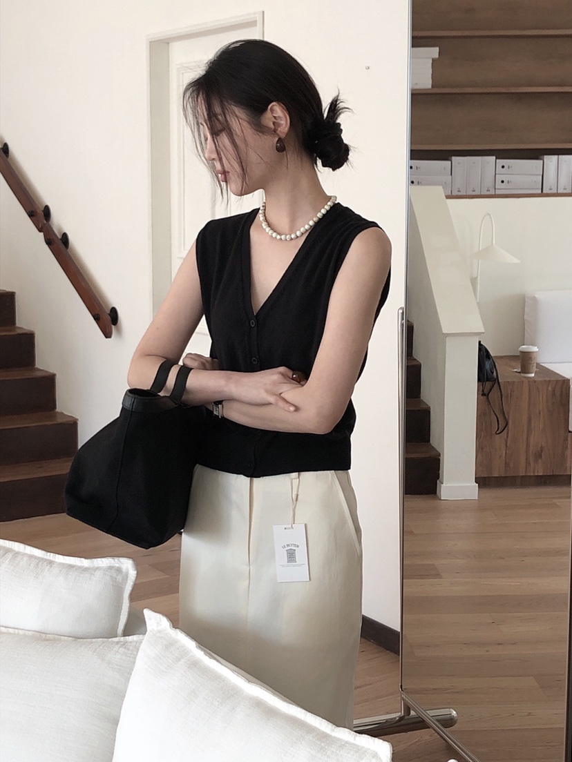 LE BUTTER韓國直郵㊣女裝新款職業人氣熱賣25春夏馬甲棉質LE BUTTER馬甲