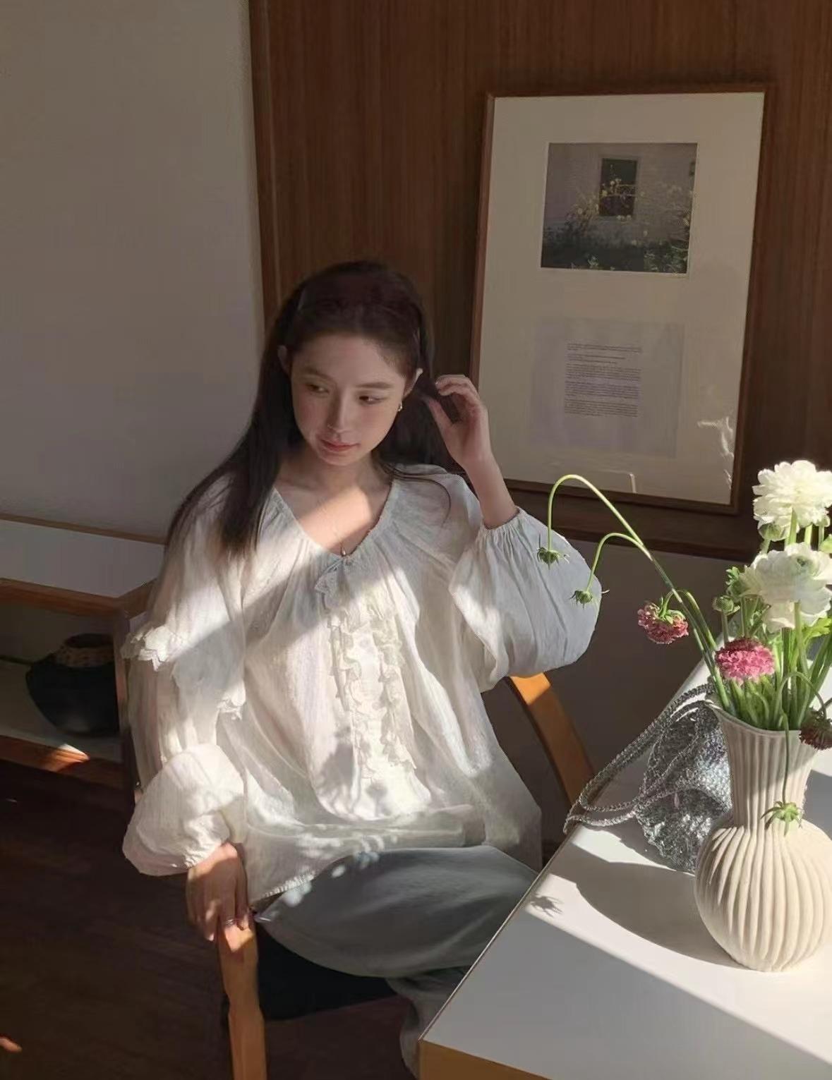 ANGE直郵韓國代購㊣女裝新款熱賣時尚休閑人氣職業襯衫蕾絲衫ANGE襯衫/蕾絲衫