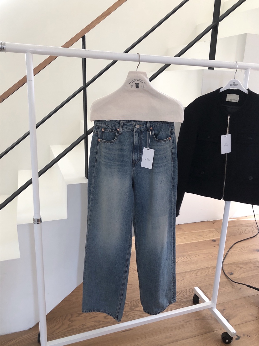 LE BUTTER韓國直郵㊣女裝新品熱賣時尚推薦休閑25春夏牛仔褲LE BUTTER牛仔褲