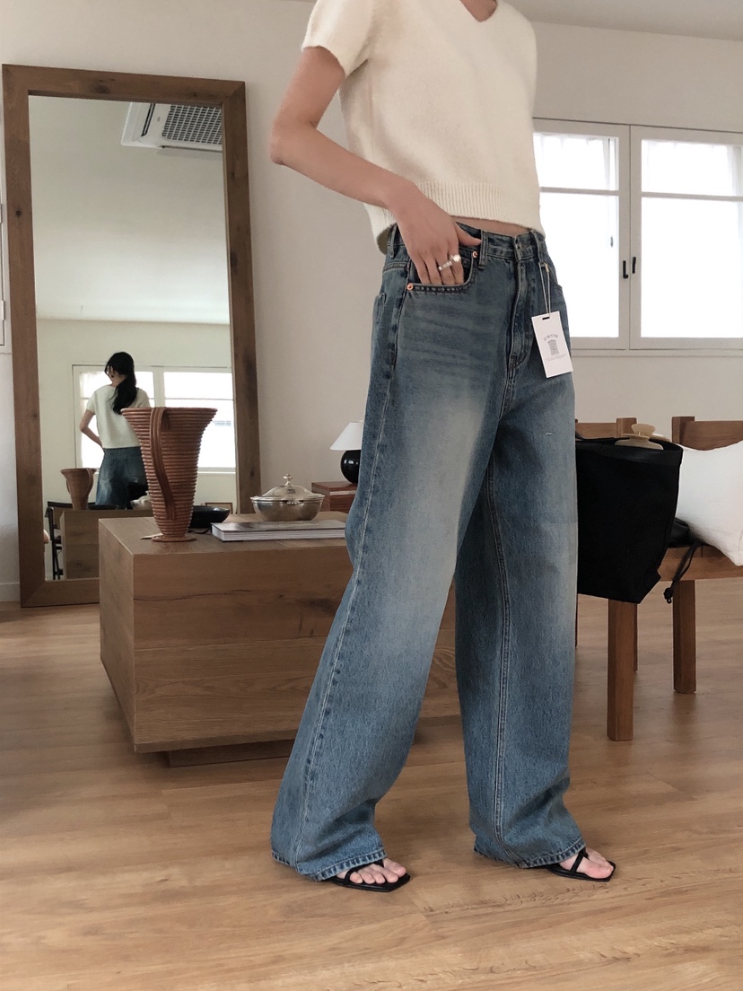 LE BUTTER韓國直郵㊣女裝新品熱賣時尚推薦休閑25春夏牛仔褲LE BUTTER牛仔褲