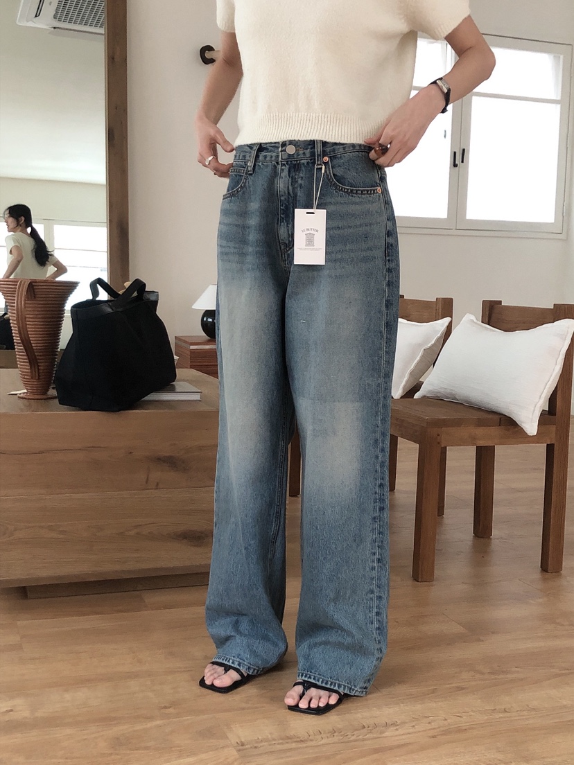 LE BUTTER韓國直郵㊣女裝新品熱賣時尚推薦休閑25春夏牛仔褲LE BUTTER牛仔褲