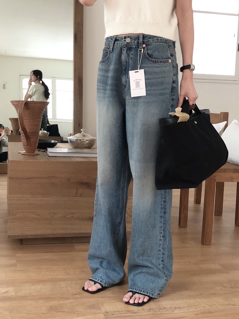 LE BUTTER韓國直郵㊣女裝新品熱賣時尚推薦休閑25春夏牛仔褲LE BUTTER牛仔褲