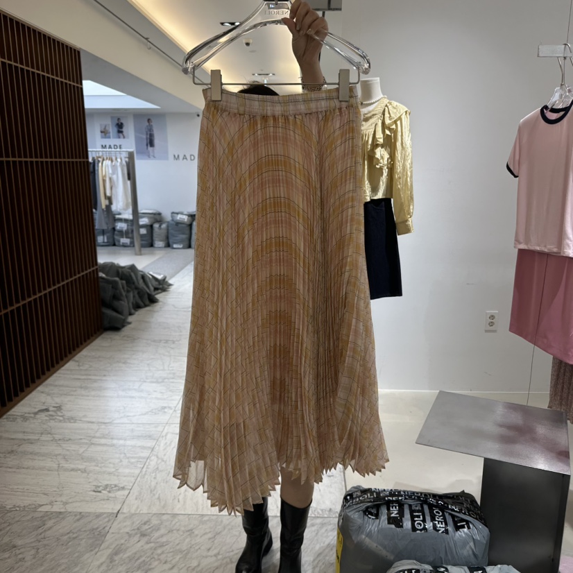 NEROLI 36東大門代購女裝新款時尚熱賣真品休閑25春夏長裙格紋NEROLI 36長裙