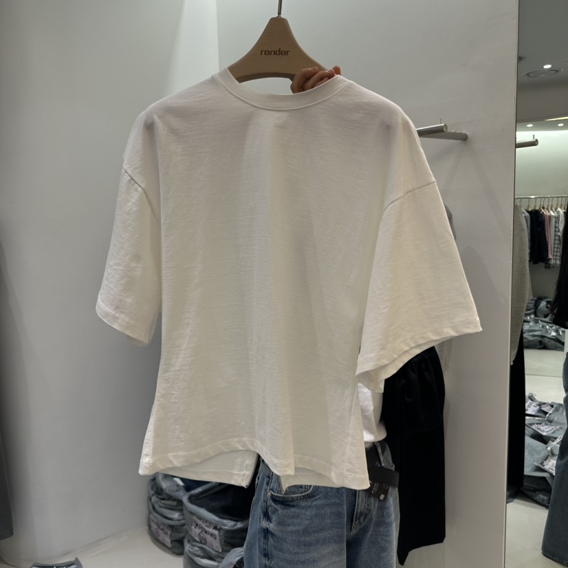 RENDER東大門代購女裝新品人氣職業推薦25春夏熱賣真品T恤拉鏈RENDERT恤圖色2