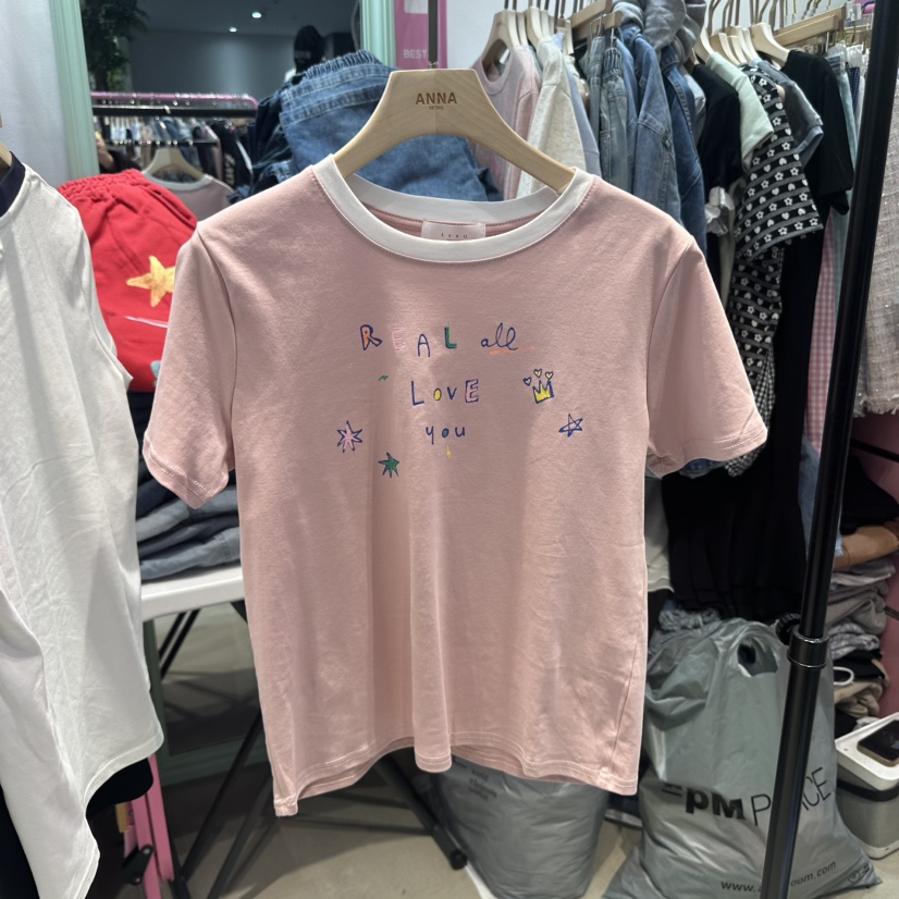 ANNA韓國直郵女裝新款真品25春夏推薦時尚職業休閑熱賣人氣T恤ANNAT恤圖色3