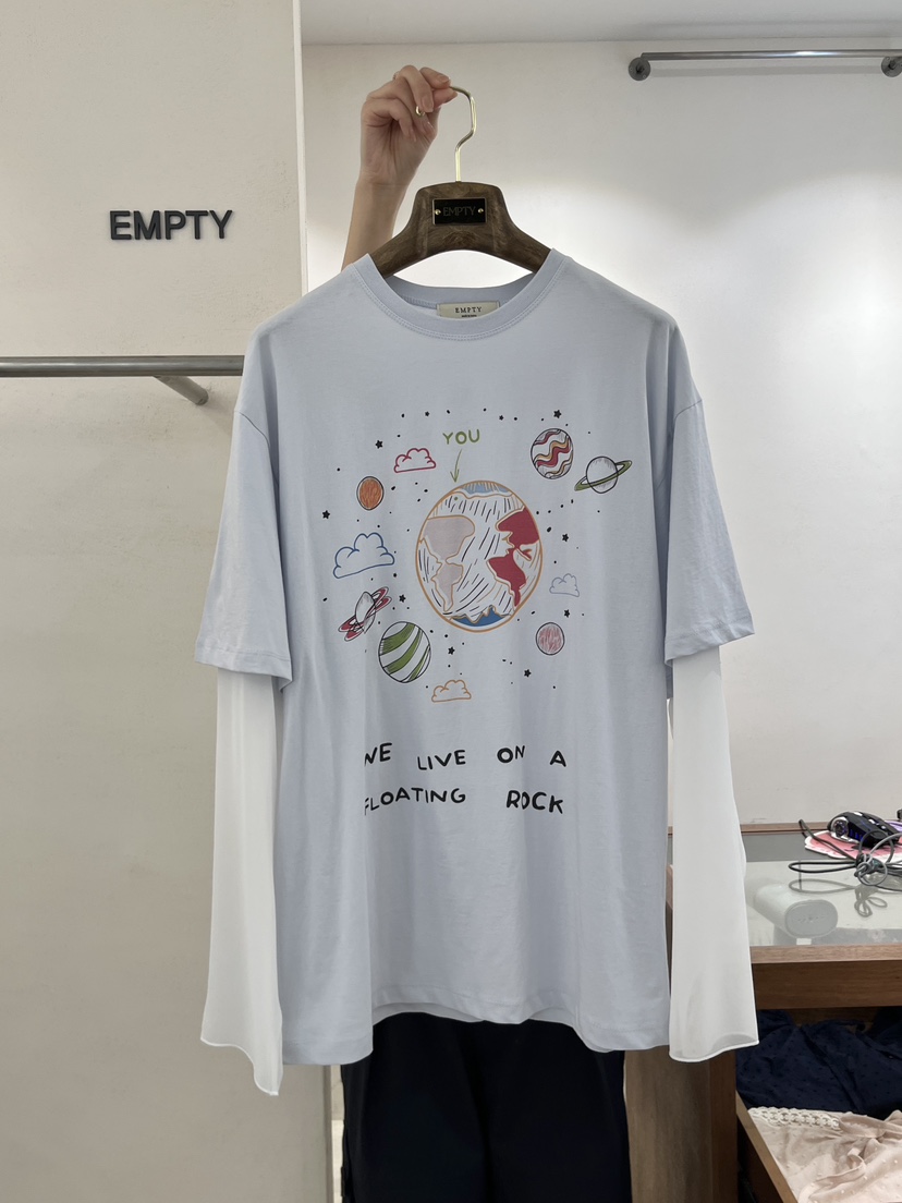 EMPTY韓國代購女士新款人氣推薦職業真品25春夏時尚長袖T恤MARI CO長袖T恤圖色4