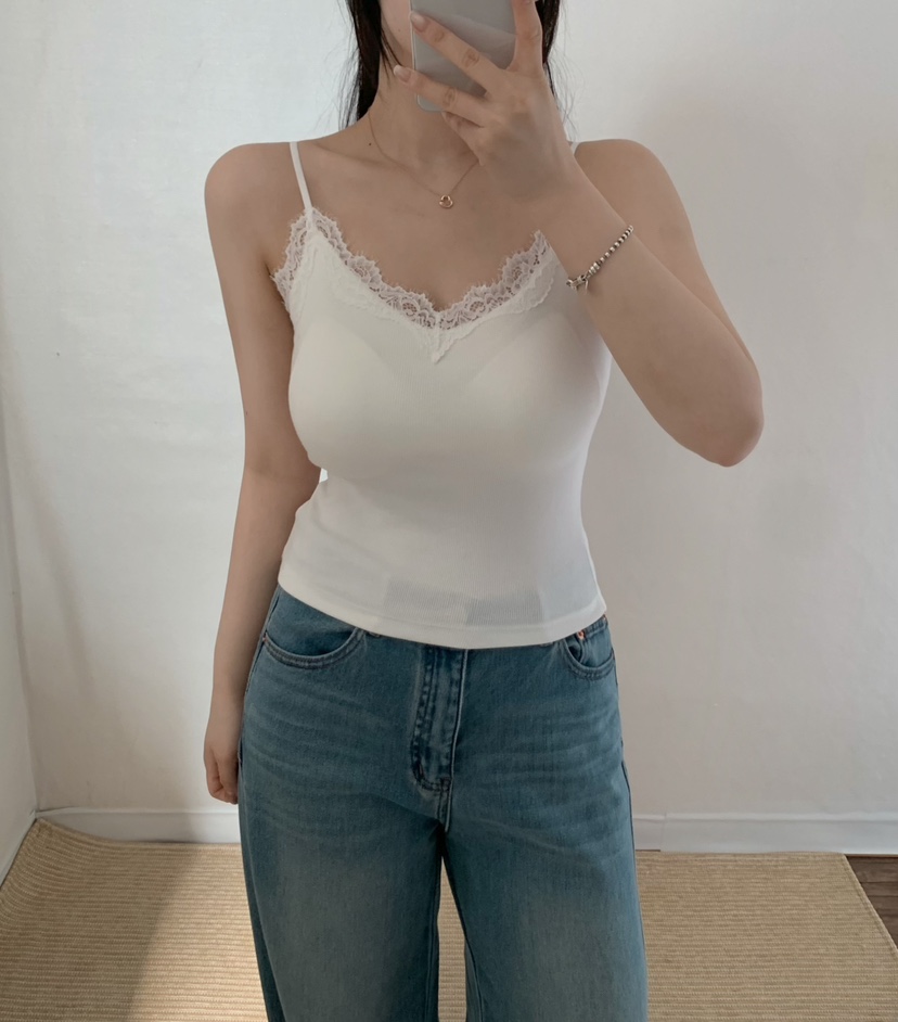 TWENTY FOUR SEVEN24-7韓國代購女士新款25春夏吊帶背心蕾絲TEWNTY FOUR SEVEN24-7吊帶/背心