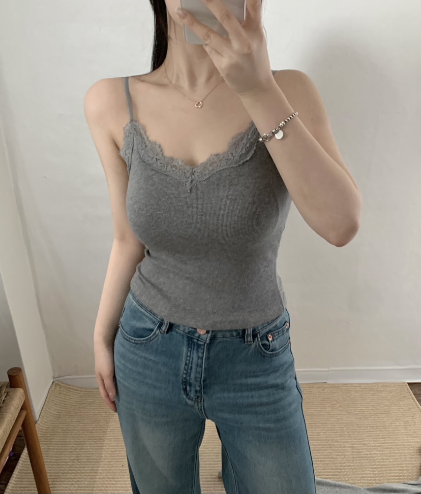 TWENTY FOUR SEVEN24-7韓國代購女士新款25春夏吊帶背心蕾絲TEWNTY FOUR SEVEN24-7吊帶/背心