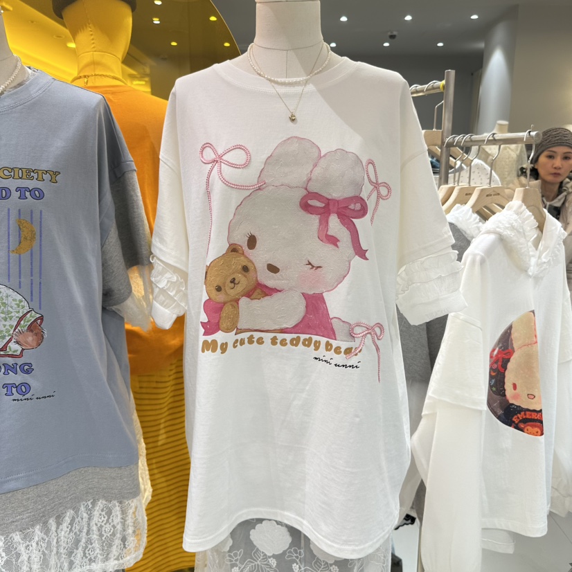 MINI UNNI東大門實拍女士新款熱賣人氣25春夏時尚職業休閑T恤MINI UNNIT恤圖色1