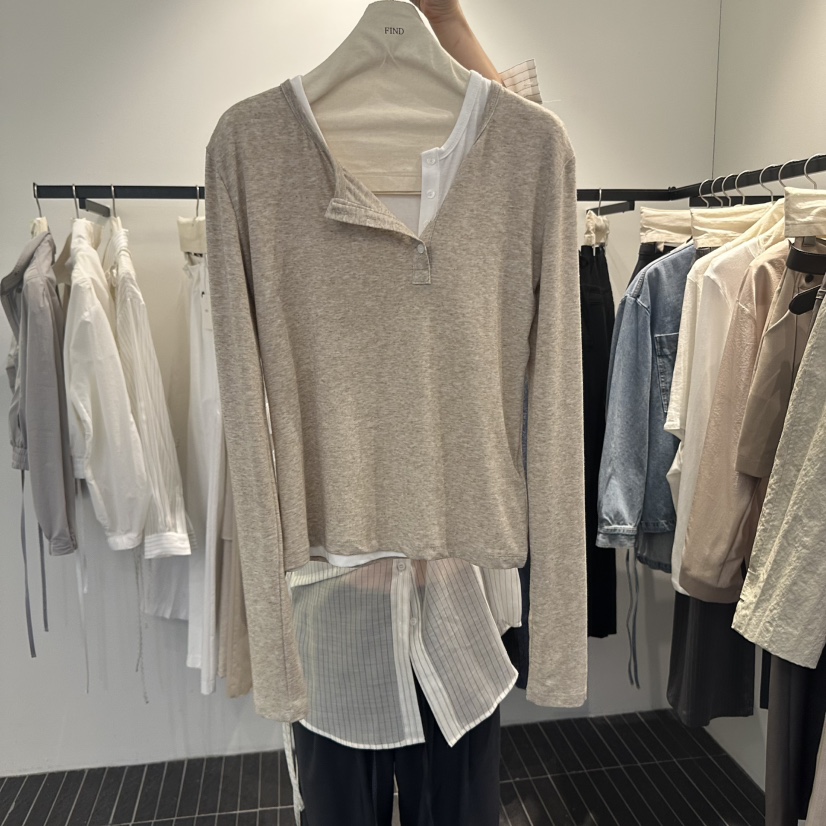 FIND-P東大門直郵女裝新品熱賣休閑職業真品推薦長袖T恤亞麻FIND-P長袖T恤圖色3