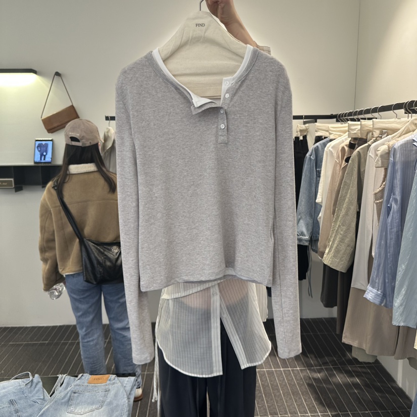 FIND-P東大門直郵女裝新品熱賣休閑職業真品推薦長袖T恤亞麻FIND-P長袖T恤圖色4