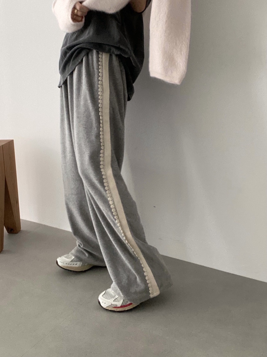 PLANTS ON GRAY韓國直郵女士新款人氣時尚休閑休閑褲毛圈布PLANTS ON GRAY休閑褲