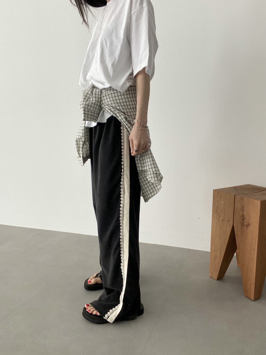 PLANTS ON GRAY韓國直郵女士新款人氣時尚休閑休閑褲毛圈布PLANTS ON GRAY休閑褲